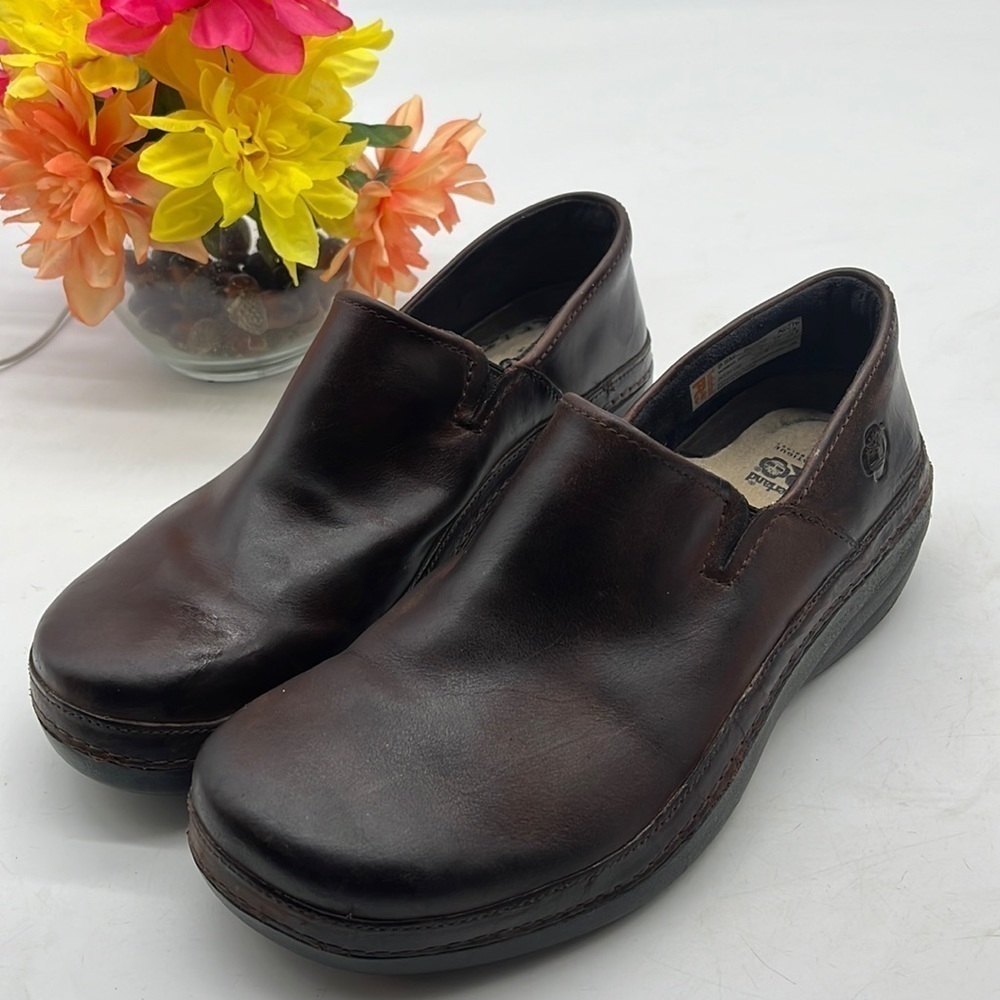 Timberland Pro Newbury Leather Slip On Loafers Womenโs Sz 9.5. MCL2029D